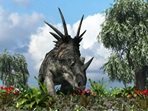 Late Cretaceous Period Drucke: Styracosaurus, artwork
