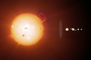 Space Astronomy Images Drucke: Sun and planets, size comparison