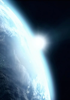 Solar System Artwork Drucke: Sunrise from space, computer artwork
