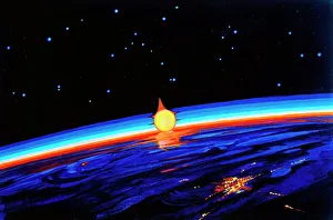 Künstler Drucke: Sonnenaufgang im All von Leonow