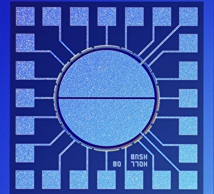 Light Micrograph Images Drucke: Surface of microchip, light micrograph C018 / 6394