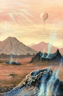Solar System Exploration Drucke: Surface of Venus and probe, artwork
