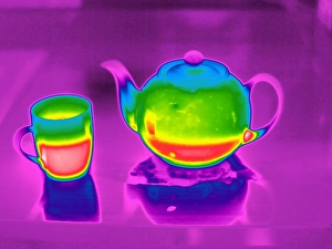 Bilder Datiert 3. Dezember 2008: Kanne und Tasse, Thermograph