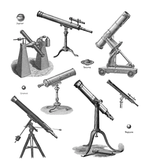 Galileo Galilei Biography Drucke: Telescopes, historical artwork