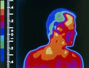 Thermography Images Drucke: Thermogram of head & shoulders of a man