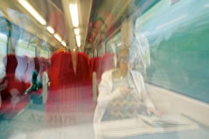 Woman On Train Drucke: Train travel