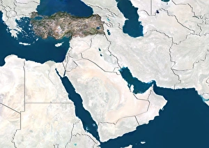 Mediterranean Sea Maps Drucke: Turkey, satellite image