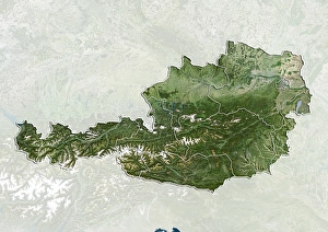 European Country Maps Drucke: Upper Austria, Austria, satellite image