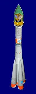 Space Art Illustrations Drucke: Venus Express in Soyuz rocket, artwork
