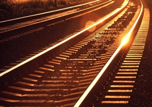 Railway Transportation Systems Drucke: View of railway lines at sunset