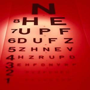 Drucke von Ein Snellen-Augenprüfchartaumgang. Blick auf eine Prüfcharte für die Messung der Sehschärfe Bilder Datiert 2003 März: Anschauung einer Schellens Augenprüfungskarte