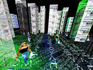 High Tech Communications Drucke: Virtual web city, conceptual artwork