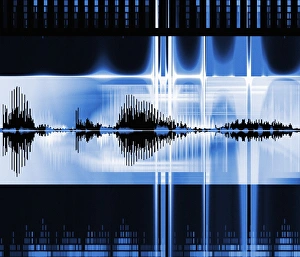 Drucke von Stimmlauterkennung Konzeptuelle Computerkunstwerke von Stimmpattern (Welleformen, schwarz) darstellen Computerstimme erkennen und Sprechsynchronisation Bilder Datiert 2004 Dezember: Stimmlauterkennung