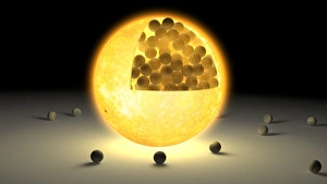 Sonnensystem Drucke: Boden des Sonnen im Vergleich zum Jupiter