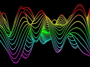 Drucke von Rechnerkunstwerke mit Wellenmuster der Sinusfunktion als Rasterbilder dargestellt Bilder Datiert 2011 Januar: Welle-Muster, Computerkunstwerk