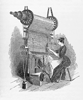 Industrial Revolution Drucke: Weaving loom