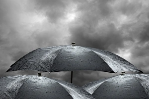 Rainy Day Photography Drucke: Wet umbrellas, composite image