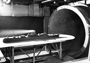 Drucke von Luftkanaltest mit Schiffsmodell Bilder Datiert 2008 September: Luftkanalenschiff-Testen, 1952