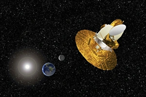 Drucke von WMAP-Raumfahrzeug (Wilkinson-Mikrowellen-Anisotropie-Expertenraumfahrzeug) Bilder Datiert 2010 März: WMAP-Raumfahrzeug, Kunstwerk