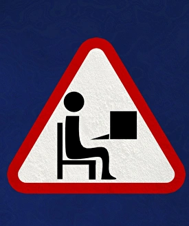 Single Person Working Drucke: At work sign, artwork