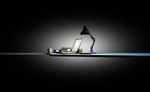 Modern Workspace Design Drucke: Working late, conceptual artwork