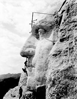 Mount Rushmore National Memorial Drucke: Working on Mount Rushmore