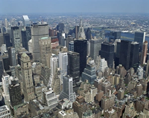 Manhattan Aerial View Drucke: Aerial view over section of Manhattan
