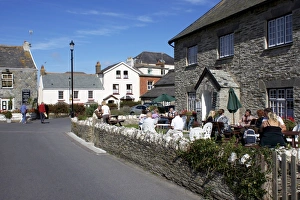 England Street Scene Drucke: Afternoon Tea, Mortehoe, Devon, England, United Kingdom, Europe