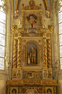 Finistere France Drucke: Altar with St. Peter and child inside St