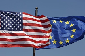 Drucke von Amerikanische und europäische Flaggen, Albanien, Europa Albanien Drucke: Amerikanische und europäische Flaggen, Albanien, Europa