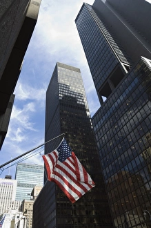 Manhattan Skyline USA Drucke: American flag