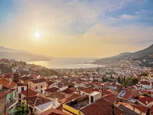 Greek Island Hopping Tours Drucke: Ano Vathy at sunset, elevated view