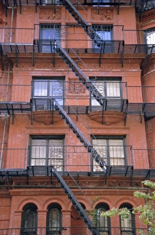 East Coast Cityscape Photography Drucke: Apartment fire escapes
