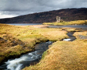 Scottish Castles Europe Drucke: Ardvreck Castle, Sutherland, Highlands, Scotland, United Kingdom, Europe