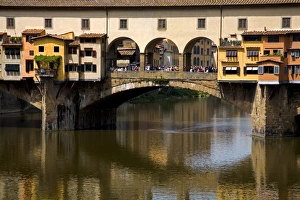 Arno River Florence Drucke: Arno River and Ponte Vecchio