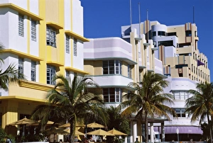 Drucke von Stilviertel Art Déco-Distrikt an der Ozeandrive in Miami Beach,Florida , Vereinigte Staaten von Amerika (USA) Nordamerika Art-Déco-Architektur Drucke: Moderne Dekodistrikt