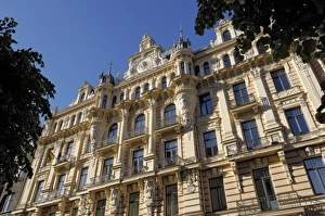 Drucke von Jugendstil Architektur am 13. Alberta-iela in Rīga (Latvija), Baltischen Staaten (Europa) Lettland Drucke: Jugendstilarchitektur