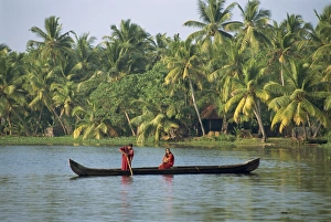 Tropical Palm Tree Photography Drucke: Backwater, Kerala state
