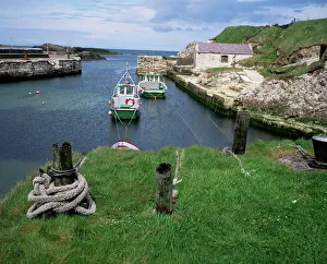 Drucke von Ballyntoy Hafen in der Grafschaft Antrim im Norden von Nordirland im Vereinigten Königreich Europa Vereinigtes Königreich Drucke: Ballintoy Hafen