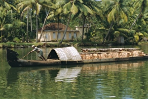 Indian Waterways Drucke: Barge on waterway