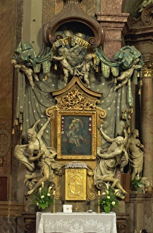 Baroque Church Interior Design Drucke: Baroque second altar, Trinity Church, Bratislava, Slovakia, Europe