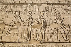 Afrika Drucke: Basilikusrelief an der Außenwand des Tempels von Chnum in Esna im ägyptischen Niltal