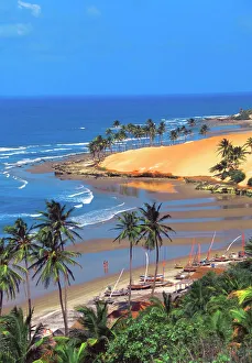 Drucke von Strand von Fortaleza im Bundesland Ceará an der Küste Südamerikas Brasilien Brasilien Drucke: Strand in Fortaleza, Ceará, Brasilien Südamerika