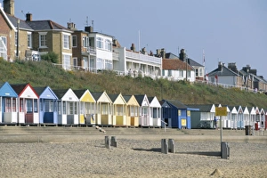 Strandhütten am Seestrand der Ferienstadt Südwalde im englischen Suffolk