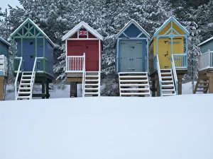Quelle: Drucke: Strandhütten im Schnee bei Wells nächst der See, Norfolk, England
