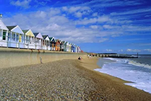 Drucke von Küstenhäuschen in Südwestholme (Southwold), Suffolk (Suffolk), England (England), Vereinigtes Königreich (UK) und Europa Schlafzimmer Drucke: Strandhütten in Südwestwalde im Vereinigten Königreich