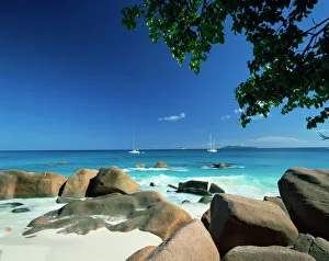 Drucke von Strandszene von Anse Lazio auf der Insel Praslin in den Seychellen im Indischen Ozean Seychellen Drucke: Strandszene