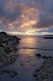 Sunset In Ireland Drucke: Beach at sunset