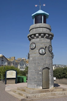 UK Tourist Destination Drucke: A beacon on the Promenade in Teignmouth, Devon, England, United Kingdom, Europe