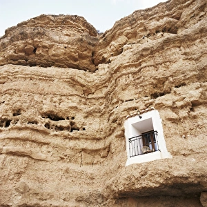 Andalusia Travel Destination Drucke: Bedroom window of cave accommodation